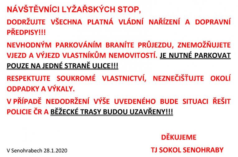 Upozornění pro návštěvníky