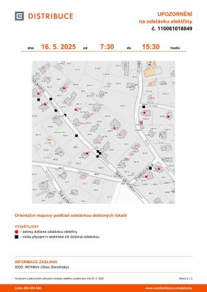 Odstávka elektrické energie 16.5. 